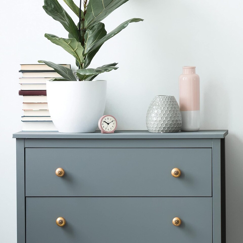 image 1 of Acctim Gaby Small Analogue Contemporary Bedside Alarm Clock | White | White