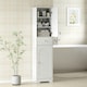 image 2 of HOMCOM Tall Bathroom Storage Cabinet with Arch Doors Adjustable Shelf White White