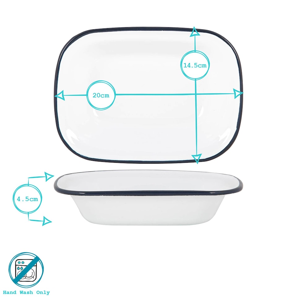image 1 of Argon Tableware White Enamel Pie Dishes - 20cm - Navy - Pack of 2