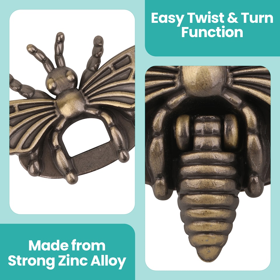 image 1 of Bee Twist Turn Lock Clasp, Decorative Closure For Leathercraft Projects