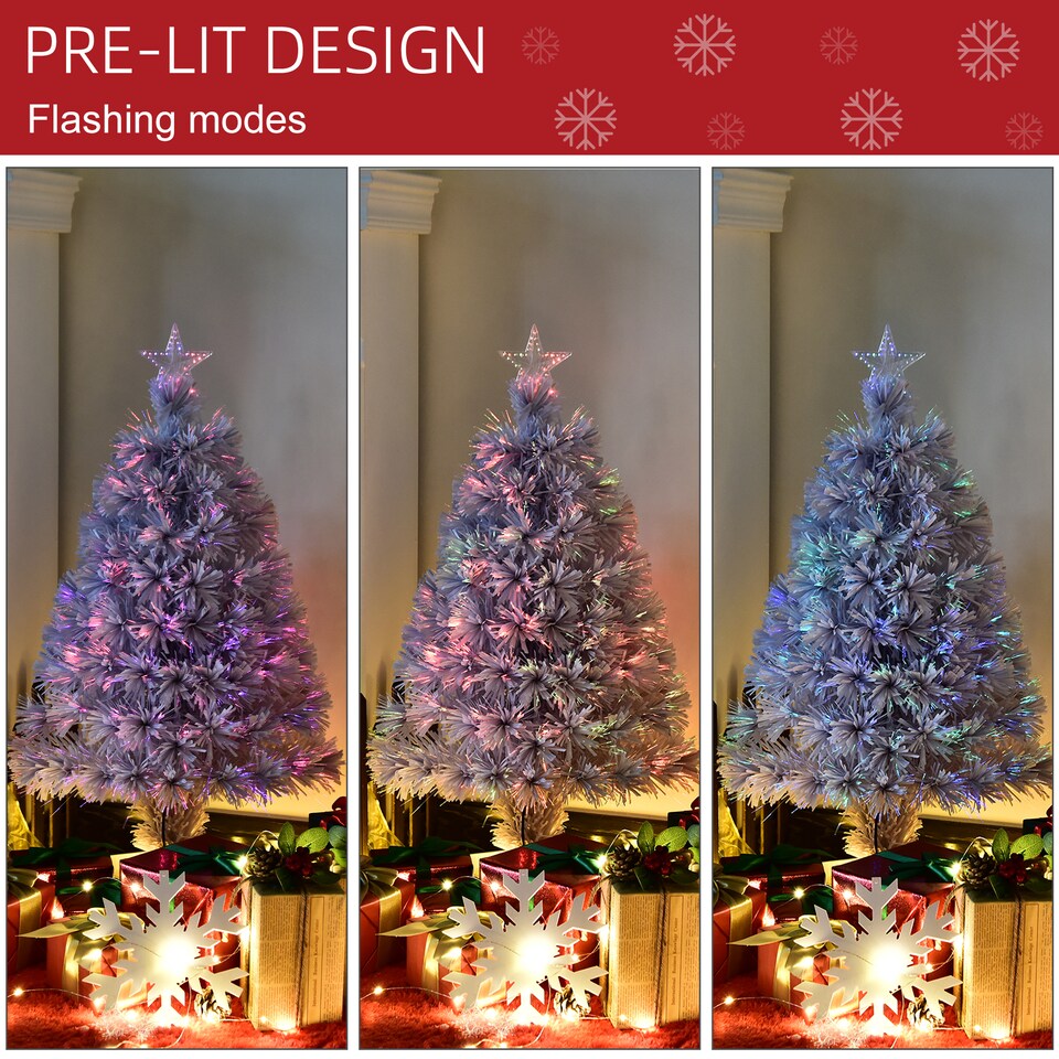 image 1 of HOMCOM 2.5FT Prelit Artificial Tabletop Christmas Tree w/ Fibre Optics for Desk