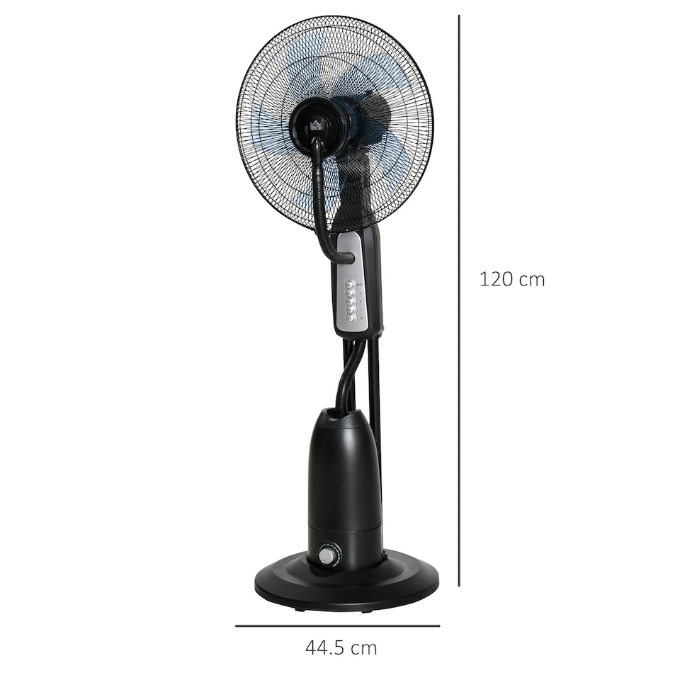 image 1 of HOMCOM 18 Pedestal Fan with Water Mist Spray, Standing Fan, Humidifying Misting Fan with 3 Speeds, 2.8L Water Tank, Black