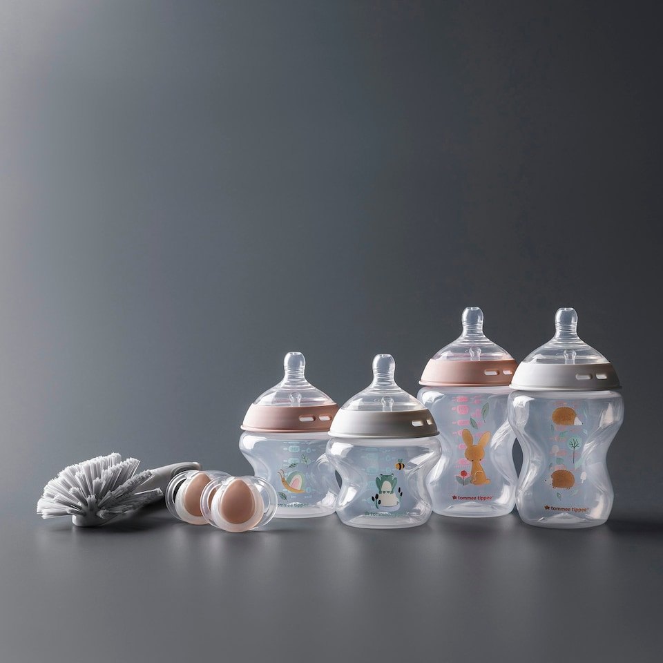 image 1 of Tommee Tippee Natural Start Newborn Starter Set, Self-Sterilising, Pink