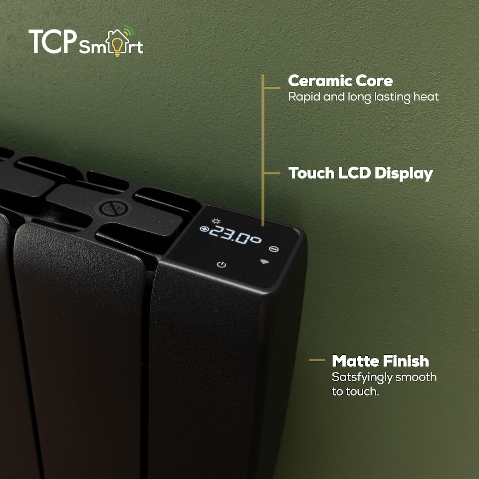 image 1 of TCP Smart 2000W Black Ceramic Panel Electric Radiator