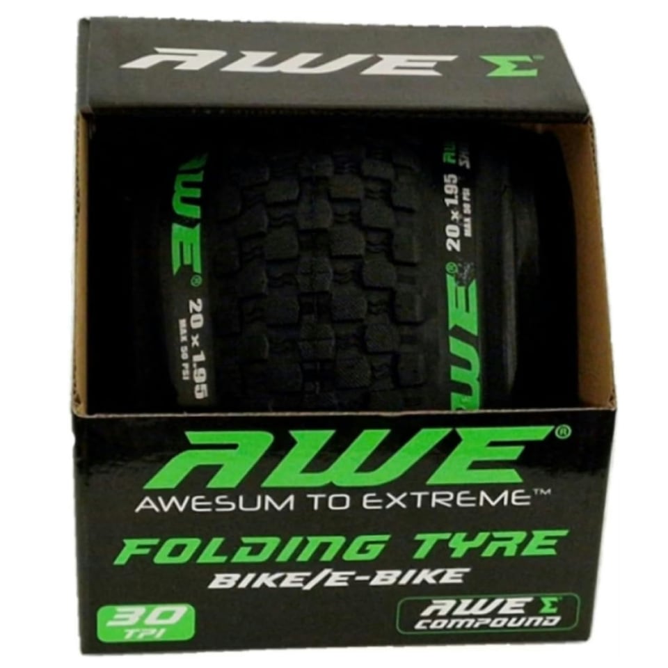 image 1 of AWE AWEShield Puncture Protection Folding Tyre 20" x 1.95" MTB/Bike Tyre 30 TPI