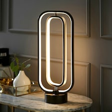 ValueLights Infinity Black Adjustable Revolving Integrated LED Table Lamp Black