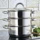 image 4 of Cooks Professional 3 Tier Stainless Steel Steamer Pan | Suitable for All Hobs Inc Induction | Dishwasher Safe | 22cm Diameter