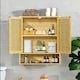 image 7 of Wooden Bathroom Wall-Mounted Storage Cabinet Organiser Natural Brown Brown