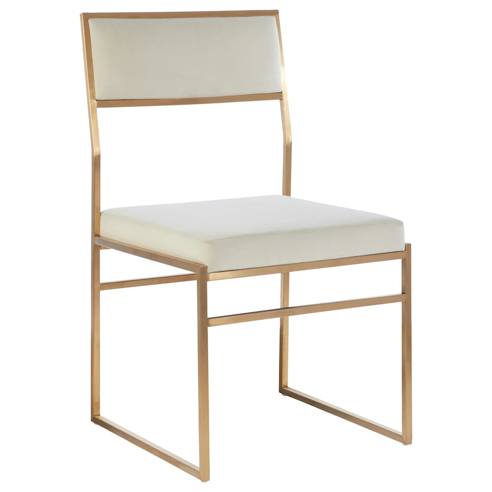 image 1 of Interiors by Premier White Velvet Dining Chair, Space-Saving Dining Chair, Indoor Dining Accent Chair for Living Room