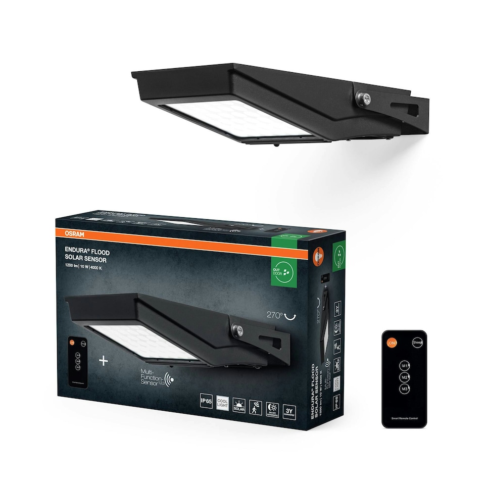 image 1 of OSRAM ENDURA Flood Solar LED Floodlight 840 10W Black
