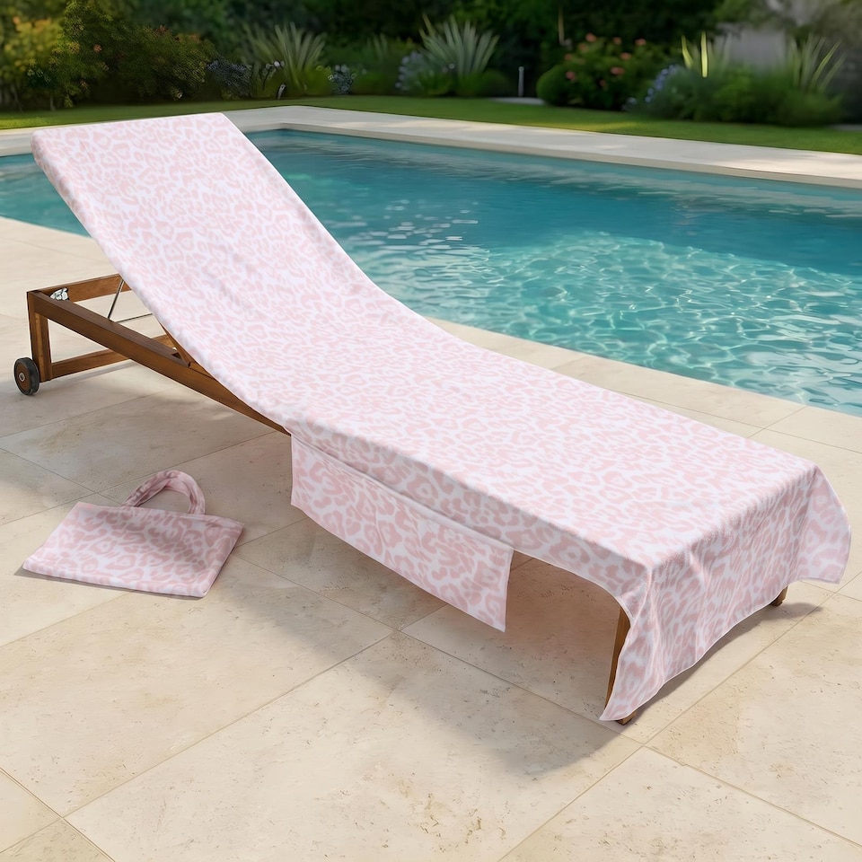 image 1 of OHS Leopard Beach Towel with Bag Quick Dry Absorbent Travel Spa