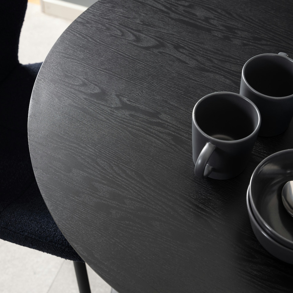 image 1 of Ibiza Small Round CafÃƒÂ© Table with Black Ash Top and Matt Black Base