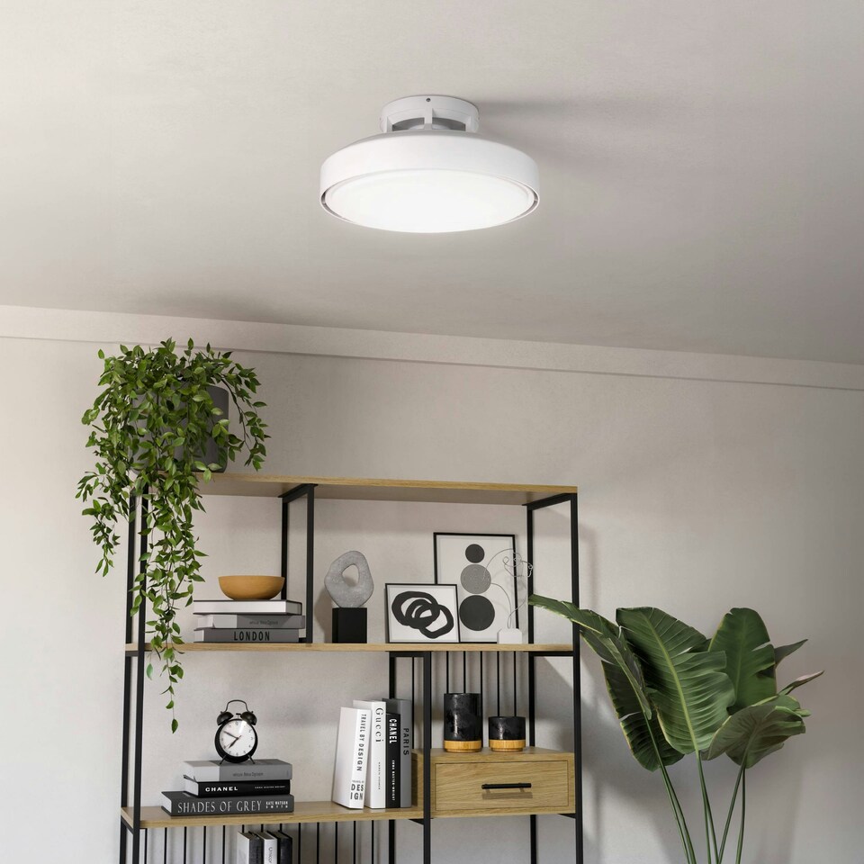 image 1 of EGLO Morenci White LED Ceiling Fan Light 48cm, Remote Control, Dimmable, Tuneable White Light, 6-Speed