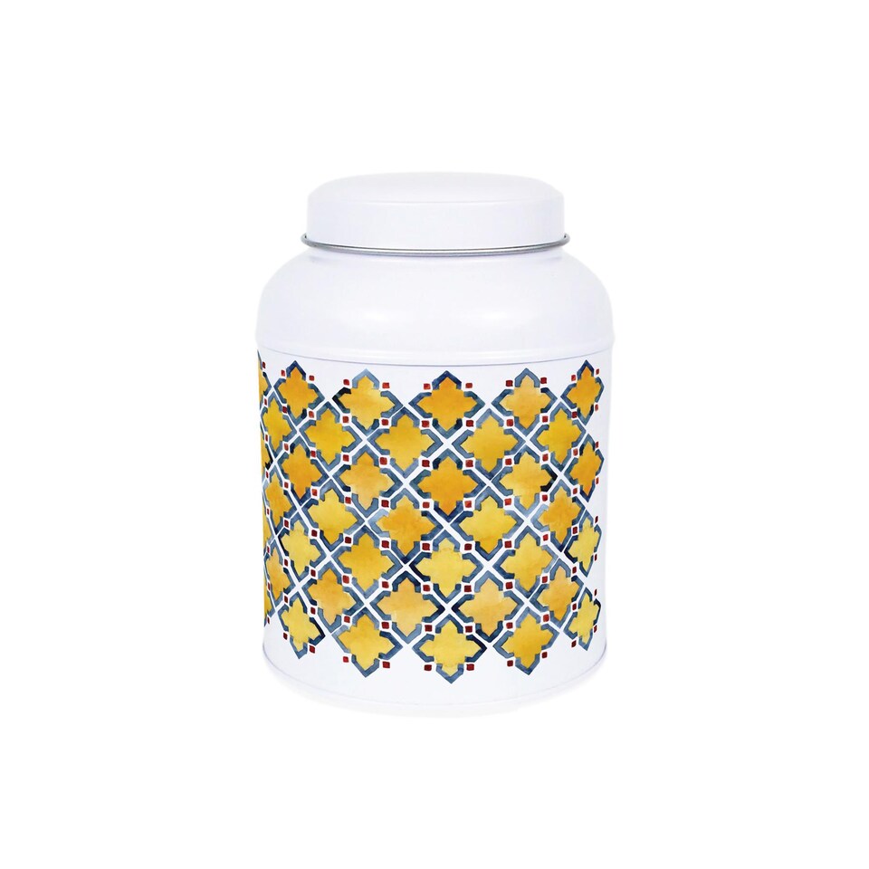 image 1 of Portuguese Tile Mixed Herbs Canister - Small Domed Lid Kitchen Storage Jar