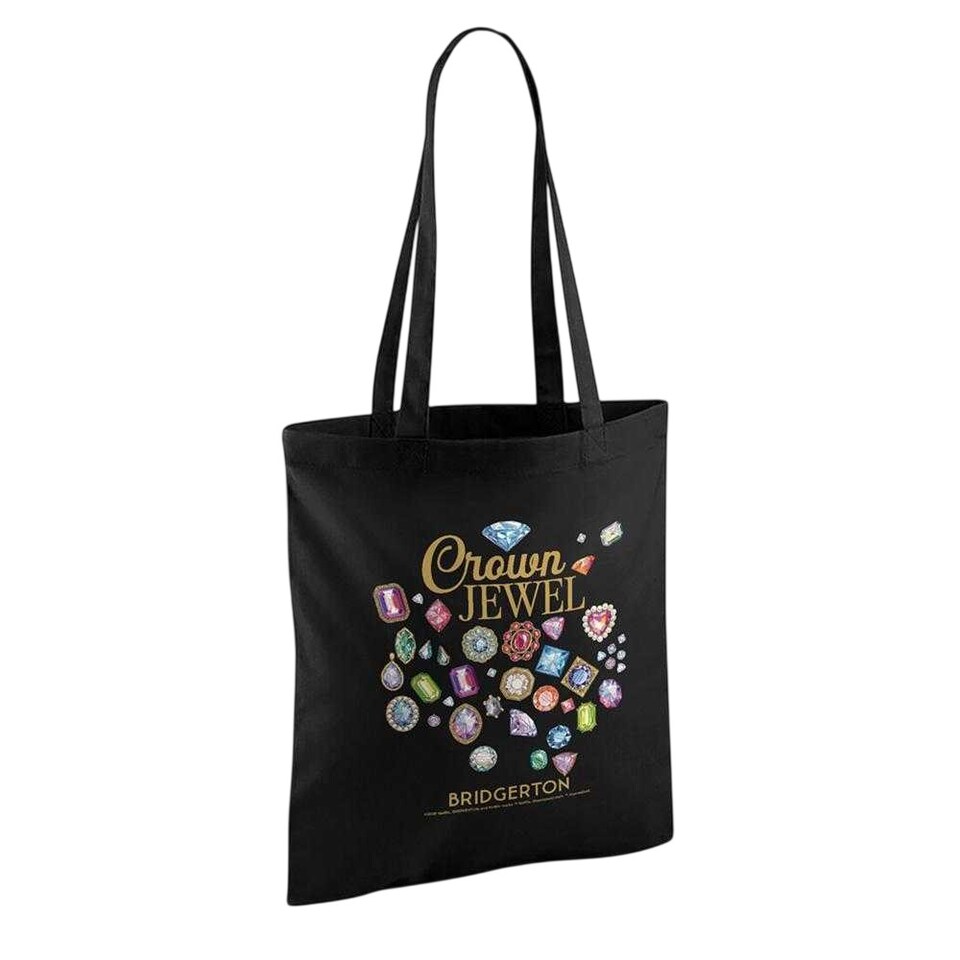 image 1 of Bridgerton Crown Jewel Tote Bag | Black | Black | 1