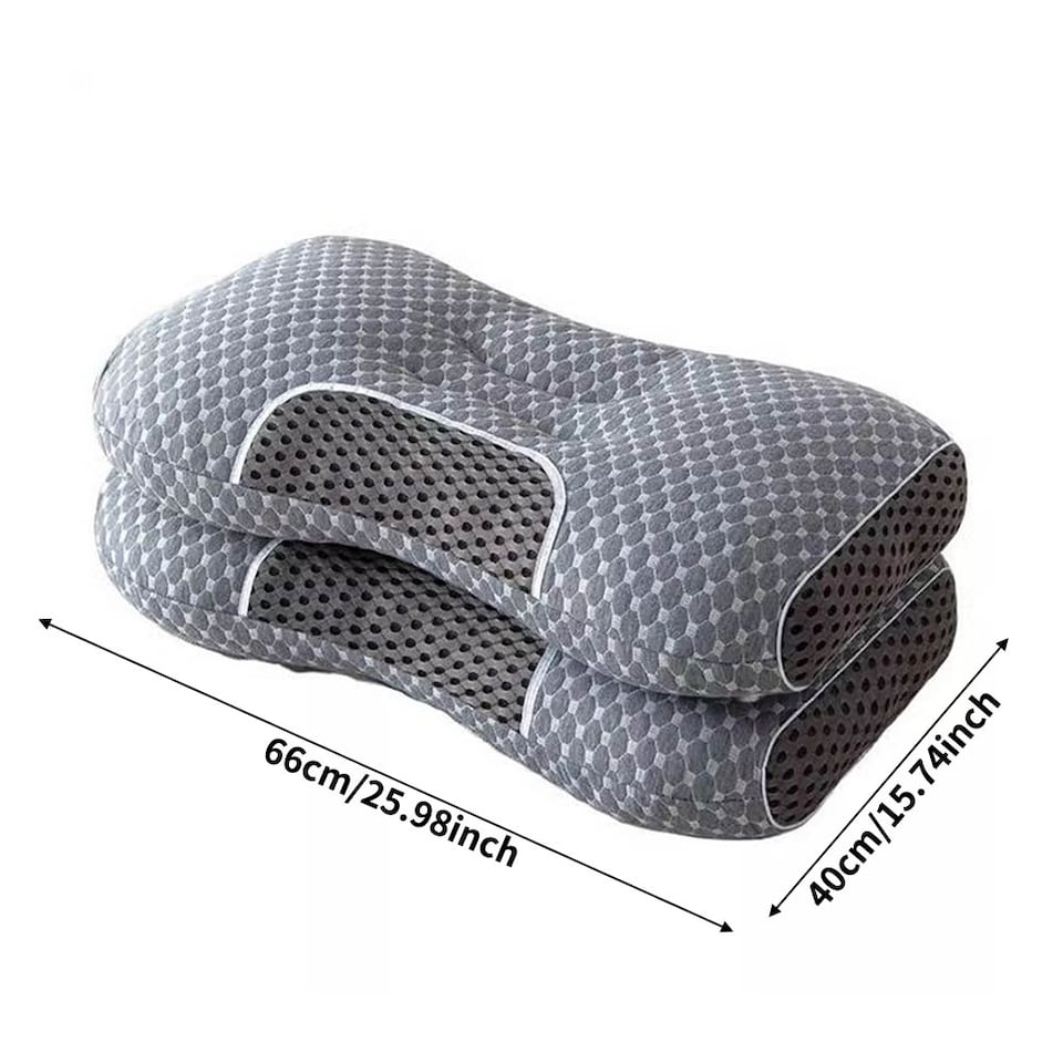 image 1 of Living and Home Knitted Sleep Support Pillow, Breathable Design- Grey,2Pcs | Grey