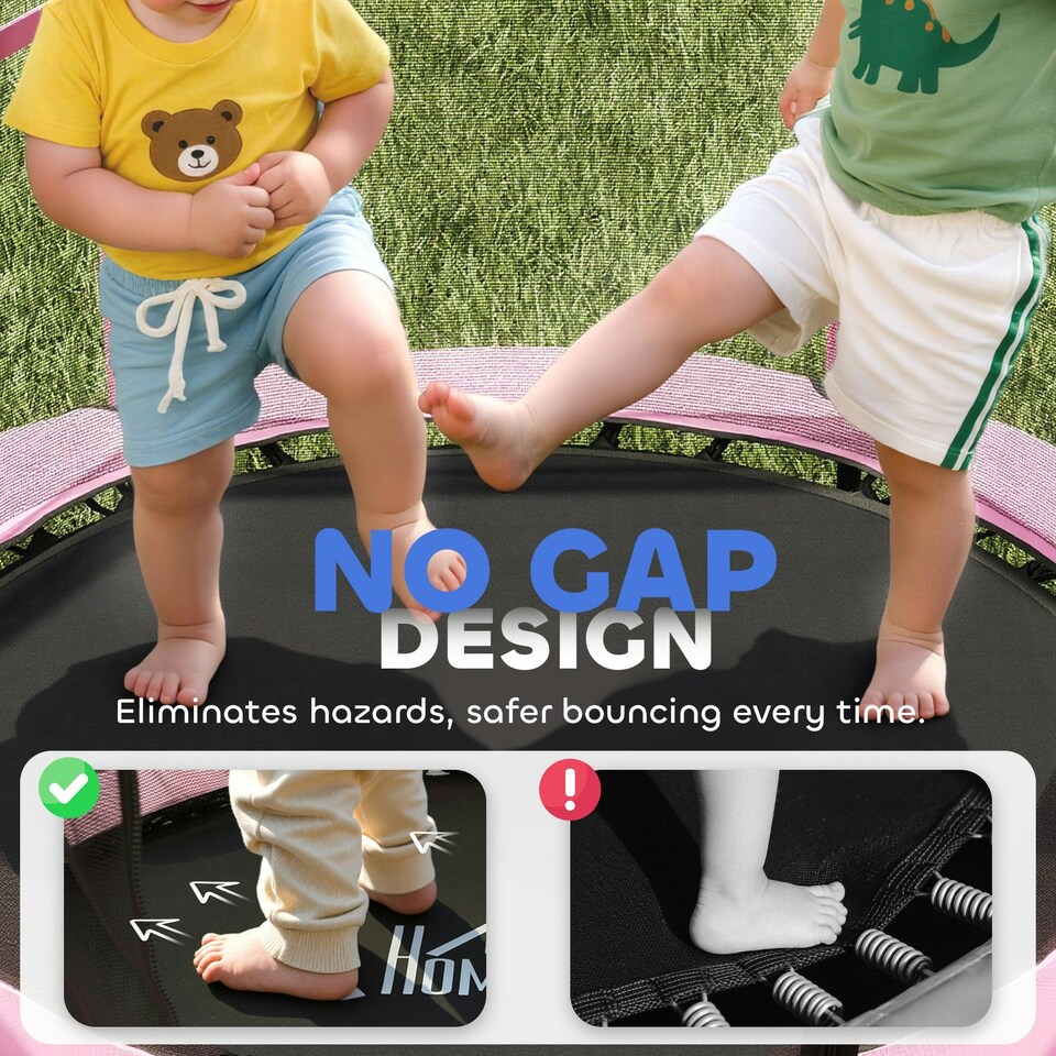 image 1 of HOMCOM 4.6FT Kids Trampoline with Safety Enclosure for Ages 3-10 Years, Pink