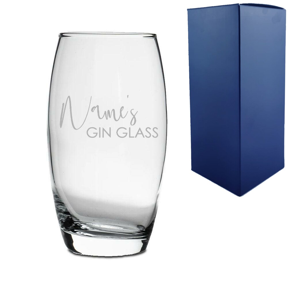 Uniqueful Personalised Engraved Tondo Hiball with Names Gin Glass Design in Clear