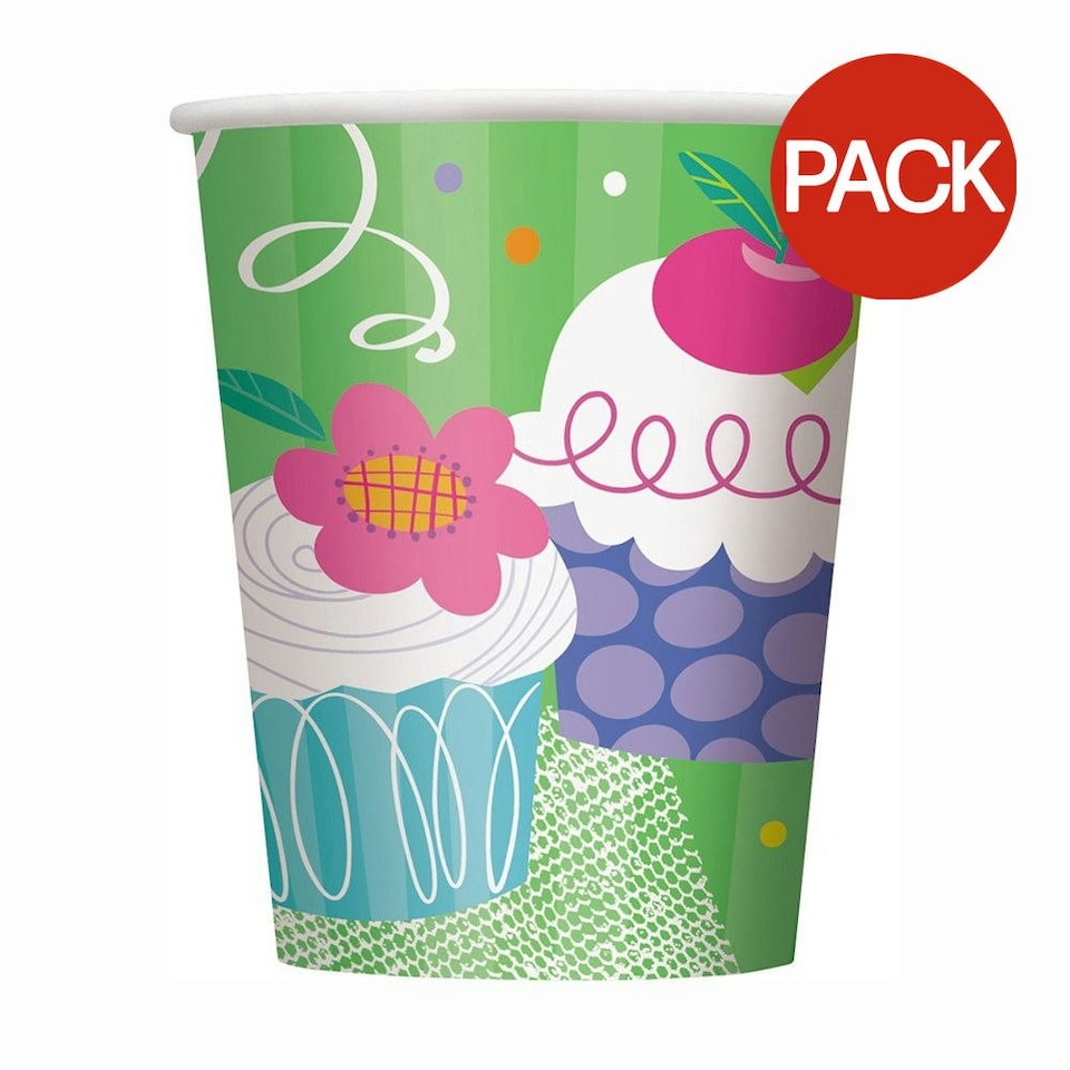 image 1 of Unique Party Paper Cupcake Disposable Cup (Pack of 8) - Green/Multicoloured - One Size