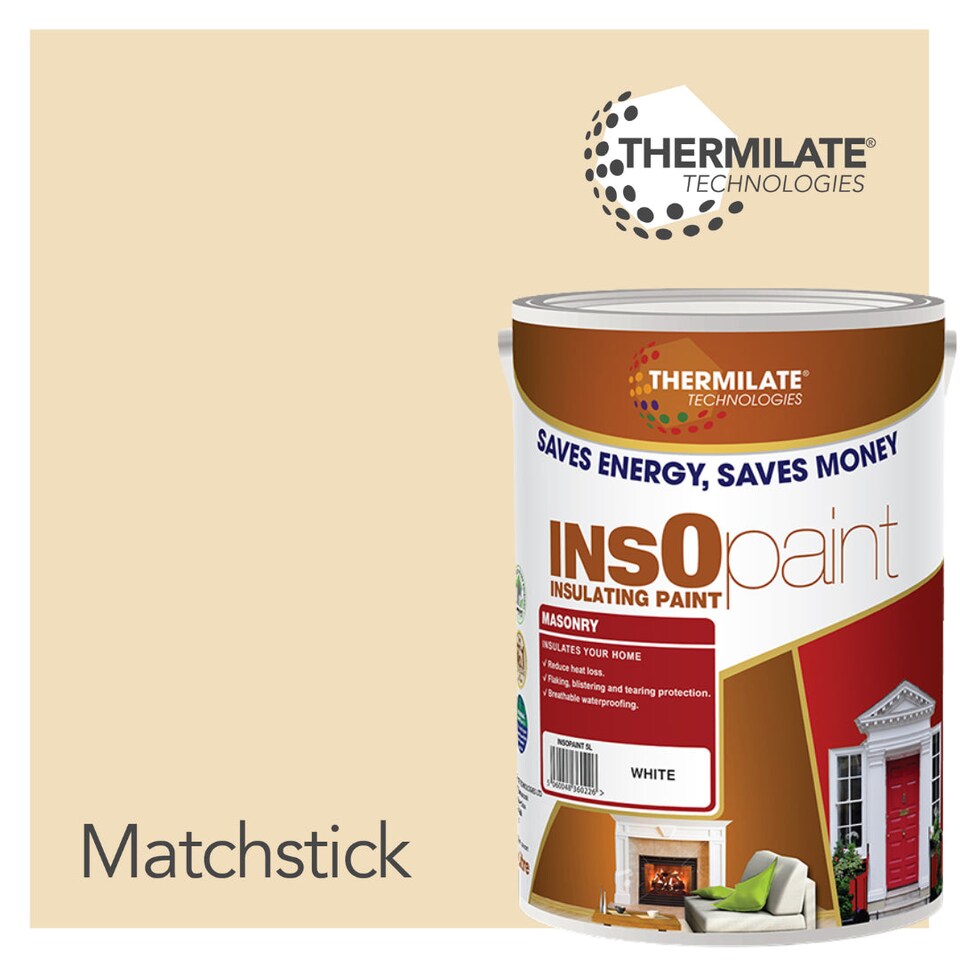 image 1 of InsOpaint Exterior Masonry Paint - Heat Reflecting, Insulating & Weatherproof Exterior Wall Protection - Matchstick - 5L