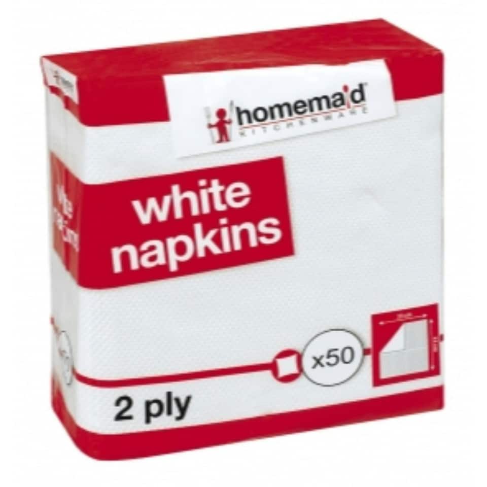 image 1 of Pack of 50 White Napkins 33x33cm 2 Ply