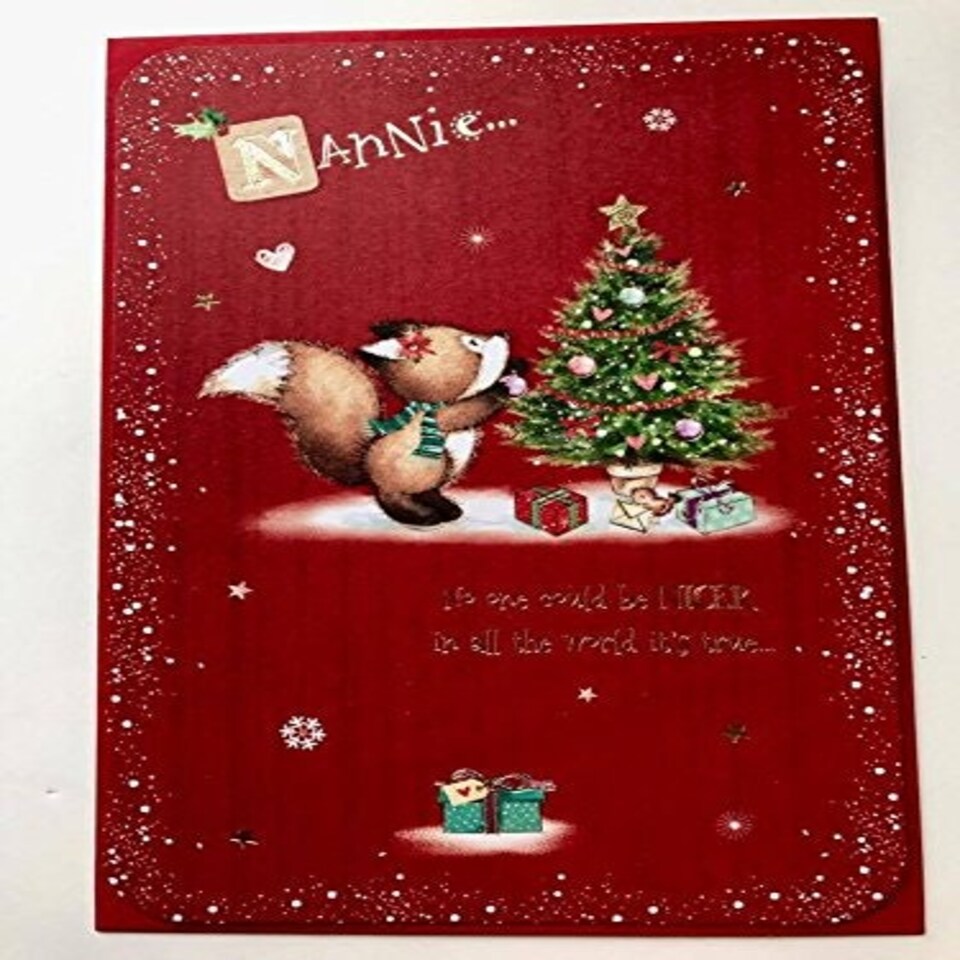 image 1 of NANNIE Cute Bear With Christmas Tree Loveable Greeting Card