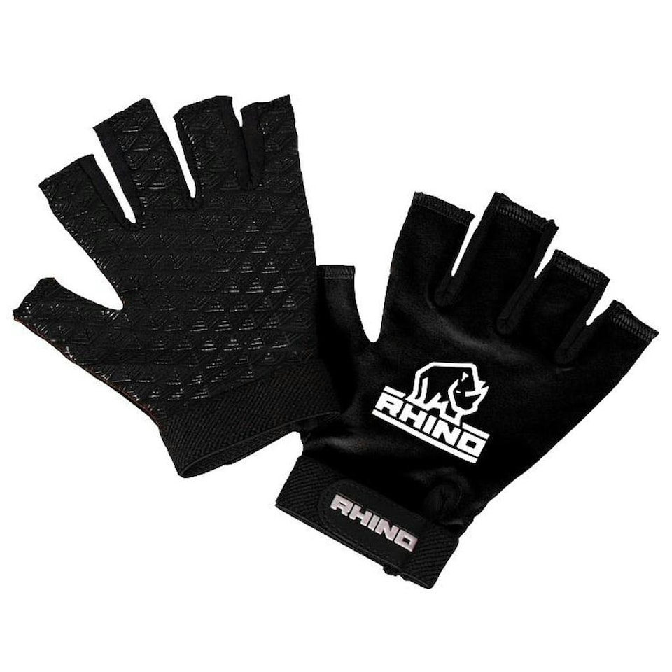 image 1 of Rhino Unisex Adult Pro Half Finger Rugby Mitts - Black - S-M