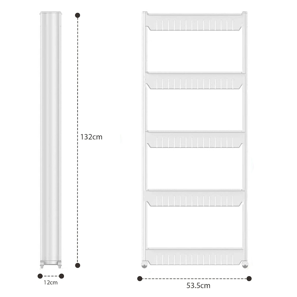 image 1 of 5 Tier Slim Slide Out Kitchen Trolley Storage Shelf & Organizer Rack White | White
