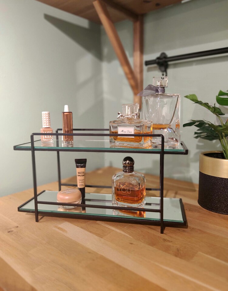 image 1 of Black Mirrored Cosmetic Organiser