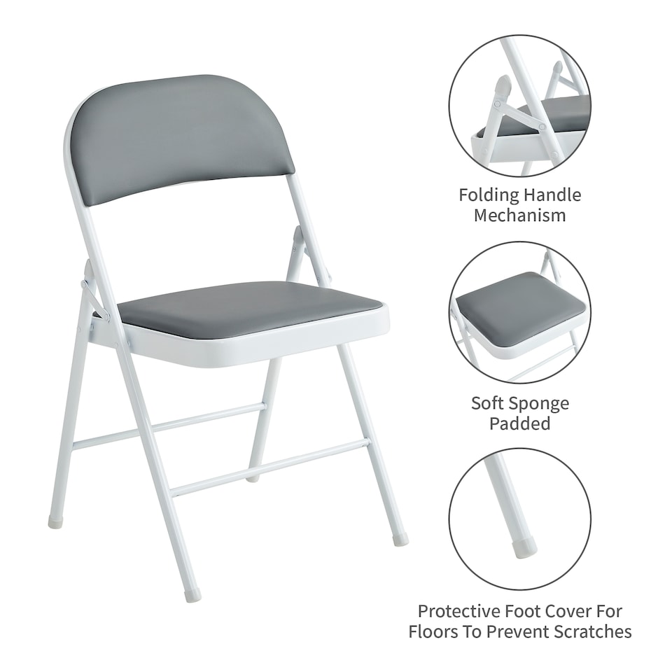 image 1 of MCC Direct Set of 4 Folding Metal Dining Chairs Kitchen Padded Seats