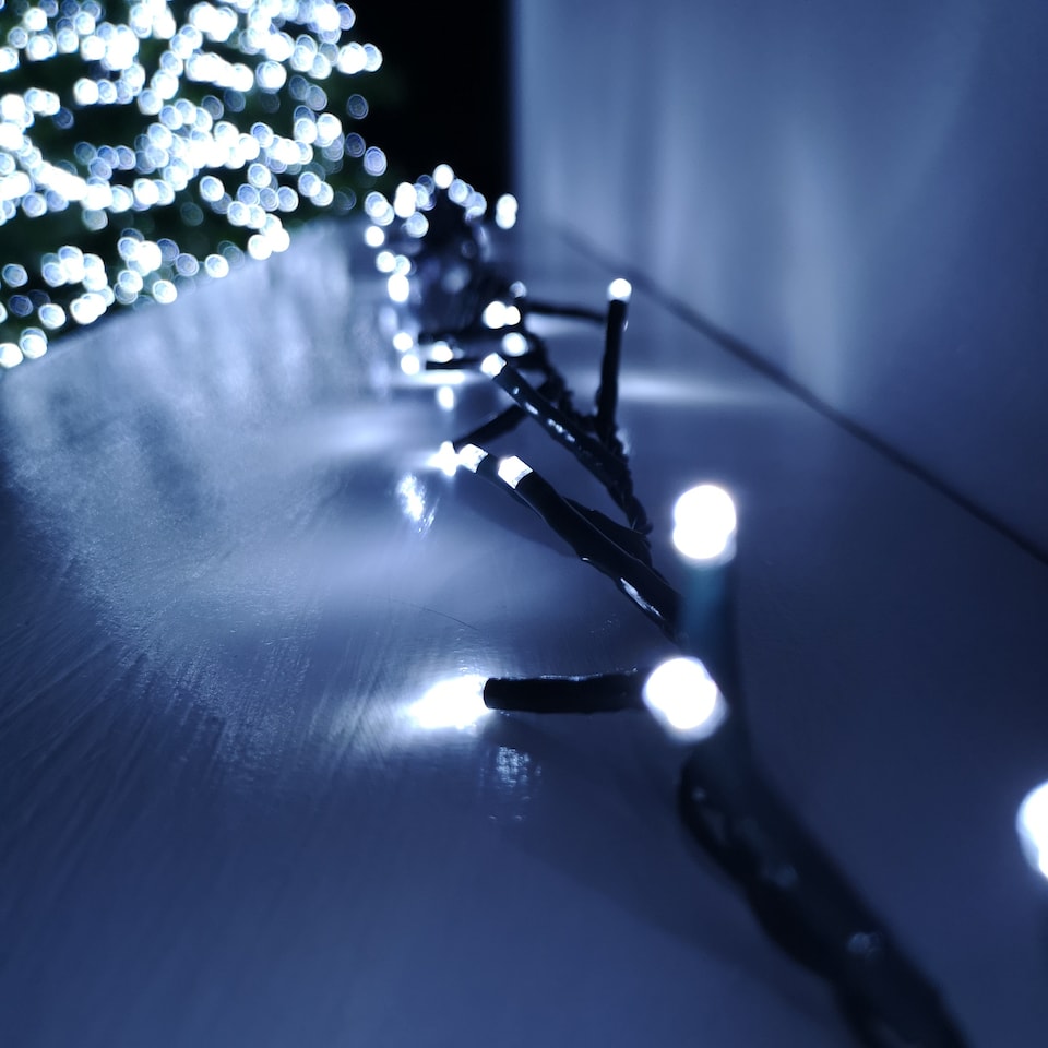 image 1 of 1500 LED 37.5m Indoor Outdoor Christmas Multi Function Mains Operated String Lights with Timer in Cool White