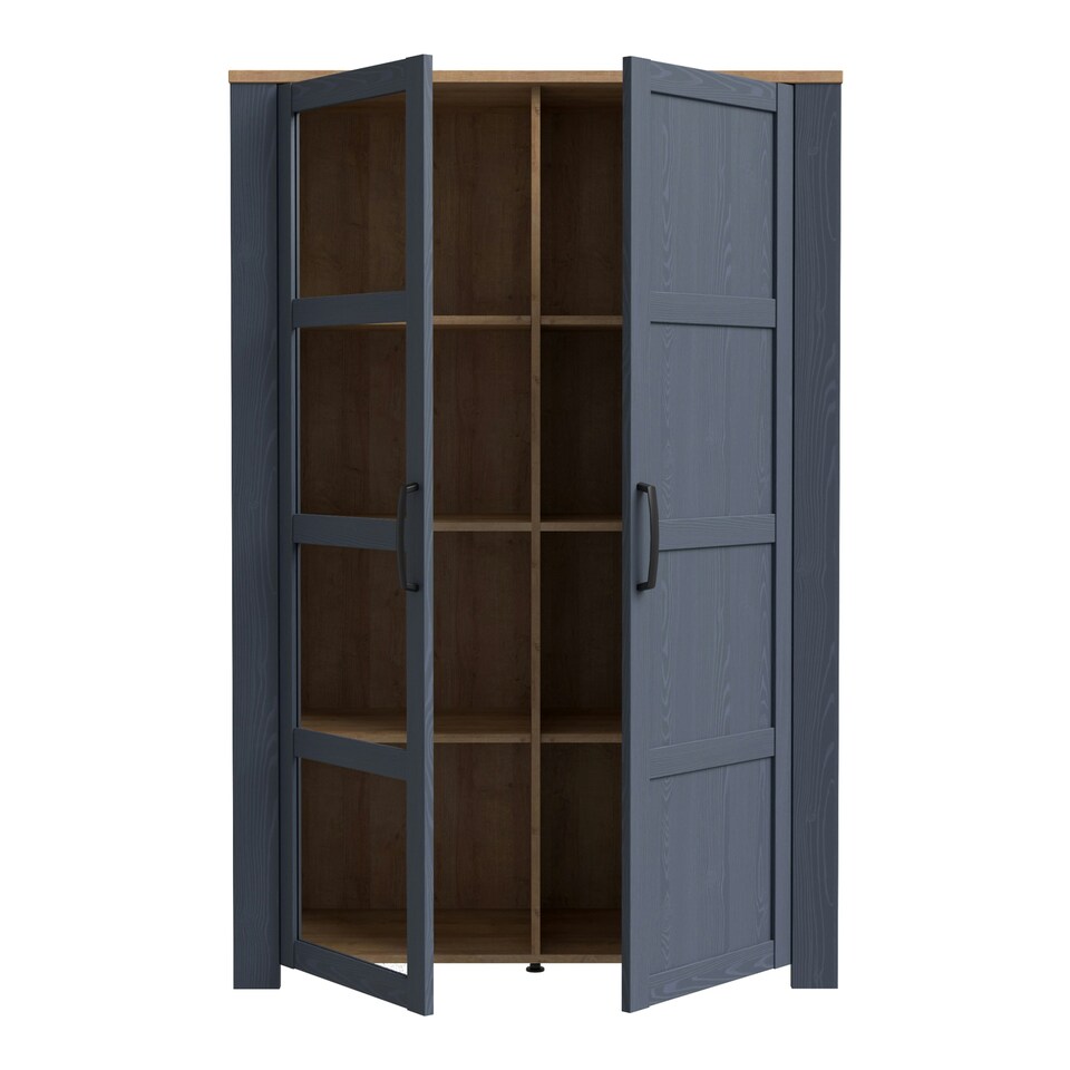image 1 of Bohol 2 Door Display Cabinet in Riviera Oak/Navy