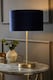image 2 of ValueLights Charlie Gold Table Lamp Navy Velvet & Gold Shade & Bulb | Blue