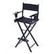 image 1 of Professional Black Wooden Folding Director Makeup Chair with 2 Storage Pouches | Black