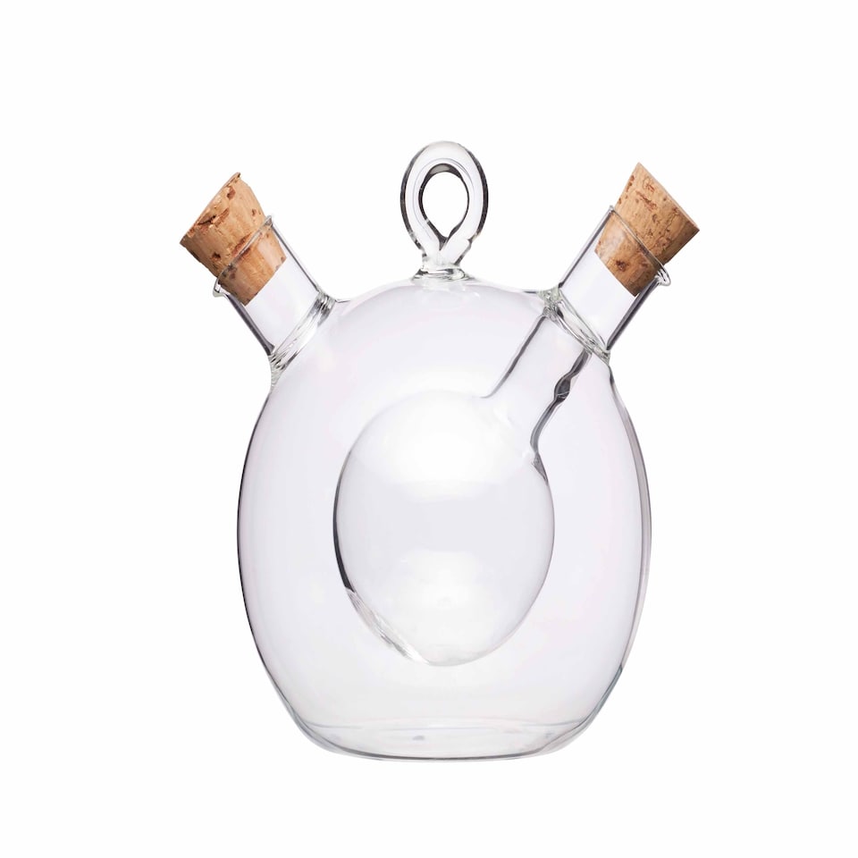 image 1 of KitchenCraft Oil Vinegar Bottle Clear Glass Dual Round