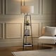 image 2 of ValueLights Hiru Black 3 Tier Shelf Floor Lamp Grey Shade & Bulb | Grey