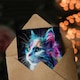 image 3 of Cat Lover Colourful Neon Kitty Portrait For Her Birthday Card