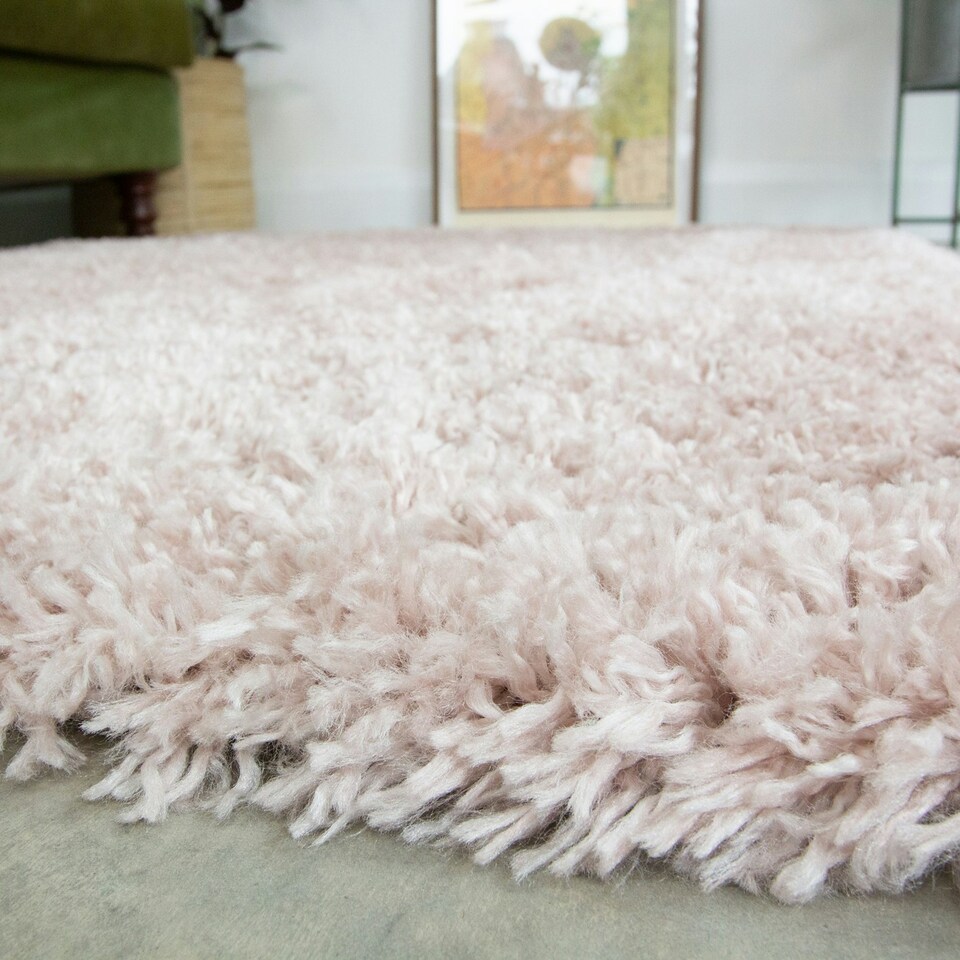 image 1 of KUKOON Blush Pink Deep Pile Shaggy Living Room Area Rug 240cm x 330cm