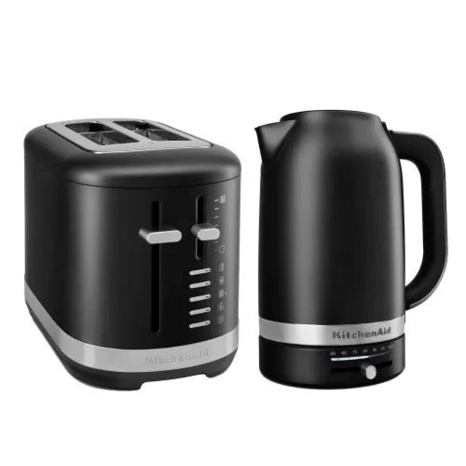 image 1 of KitchenAid Breakfast Suite Matte Black 1.7L Kettle and 2 Slice Toaster Set