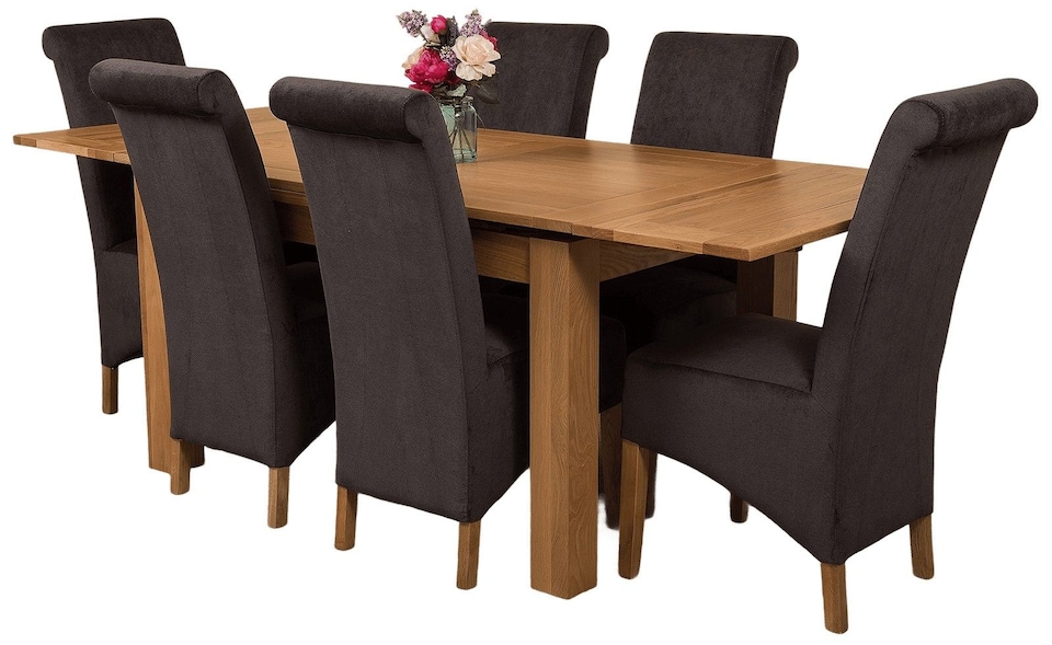 image 1 of Richmond 140-220cm Oak Extending Dining Table & 6 Montana Fabric Chairs | Black | Black