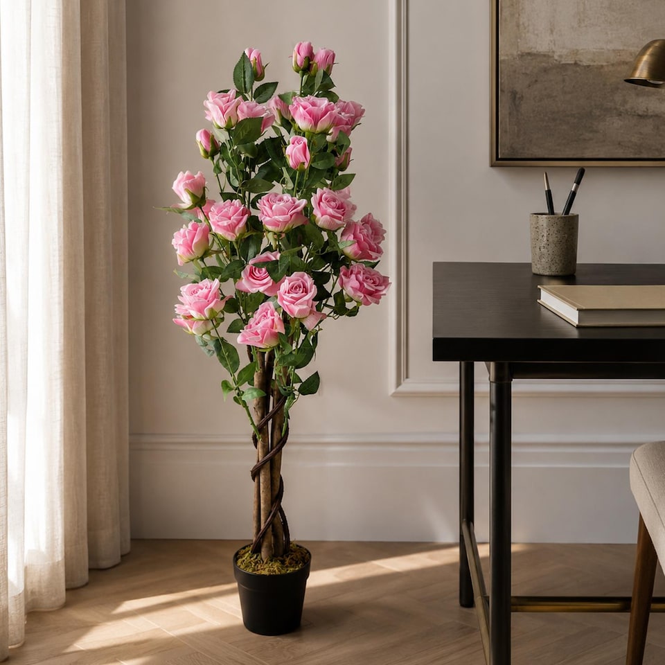 image 1 of Artificial 105cm Artificial Pink Rose Tree