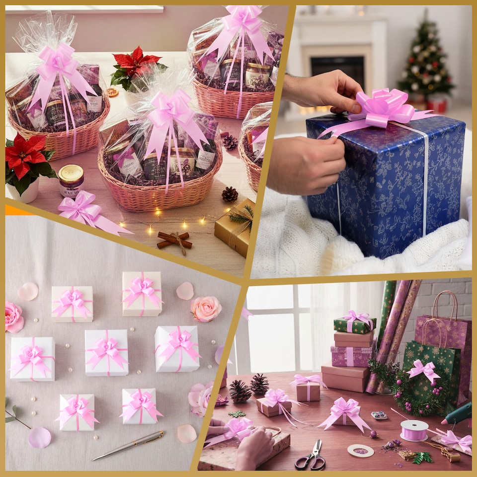 image 1 of 20pcs Light Pink 30mm/3cm Large Ribbon Pull Bows for Gift Wrapping, Hampers, Florist Bouquets and Party Décor Pullbow