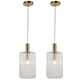 image 1 of First Choice Lighting Set of 2 Fluted Glass Design Pendant Fitting Finished with Clear Glass and Bronze Effect Colour Bronze | Clear