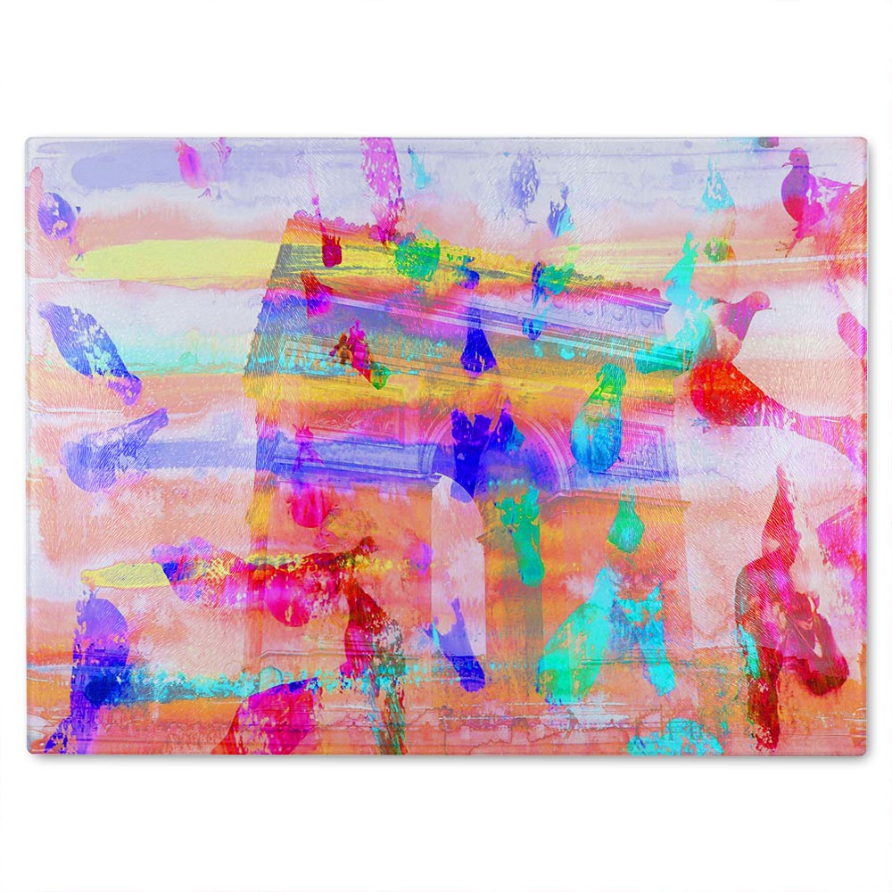 Arc De Triomphe Glass Chopping Board Multi