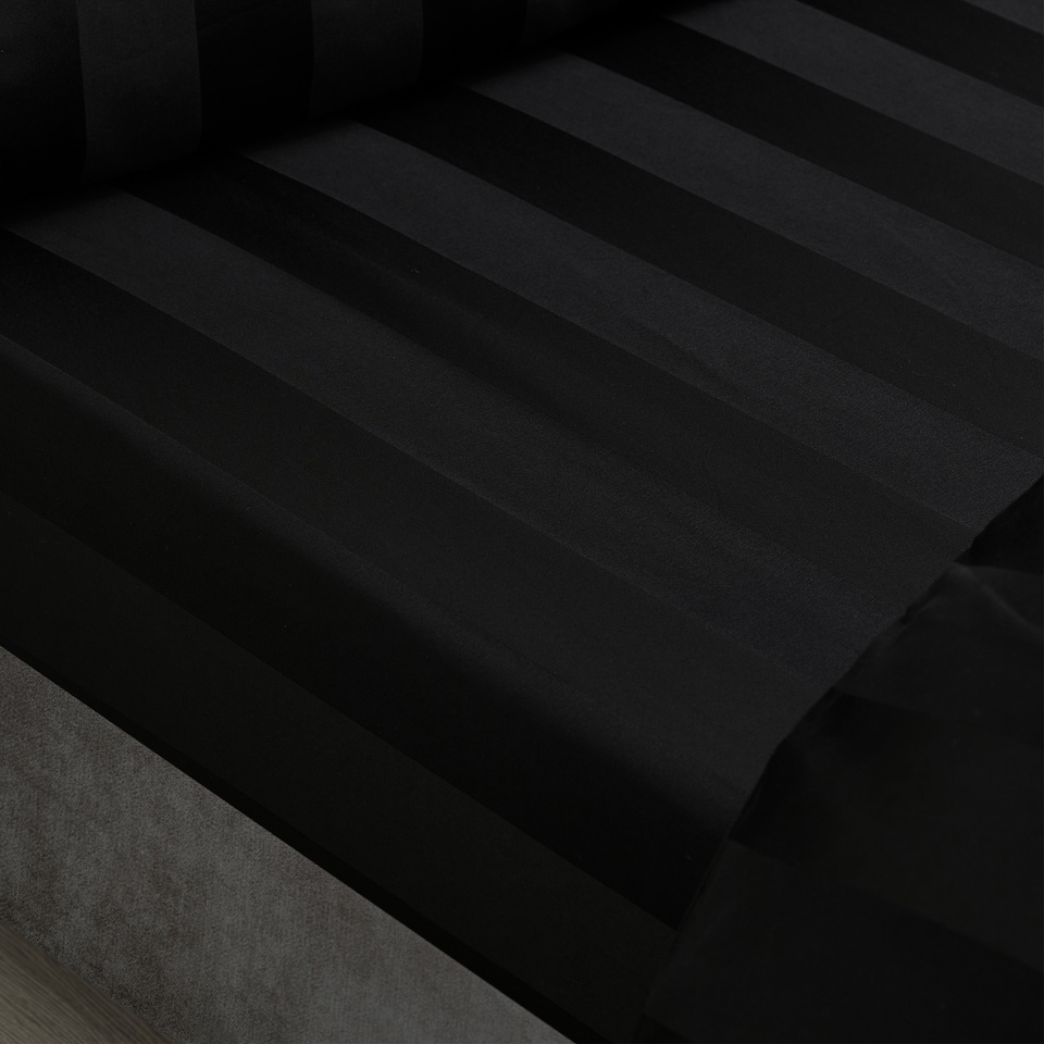 image 1 of Catherine Lansfield So Soft Satin Stripe Fitted Sheet | Black | Double