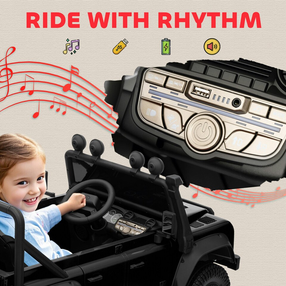 image 1 of AIYAPLAY Kids Ride On Car, 12V Battery-Powered Electric Car with Remote Black