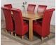 image 2 of Oslo 150 x 90 cm Medium Oak Dining Table and 6 Montana Leather Chairs | Red | Red