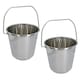 image 1 of 12L Stainless Steel Metal Bucket Pail Water Carrier Greenhouse Garden BBQ 2PK