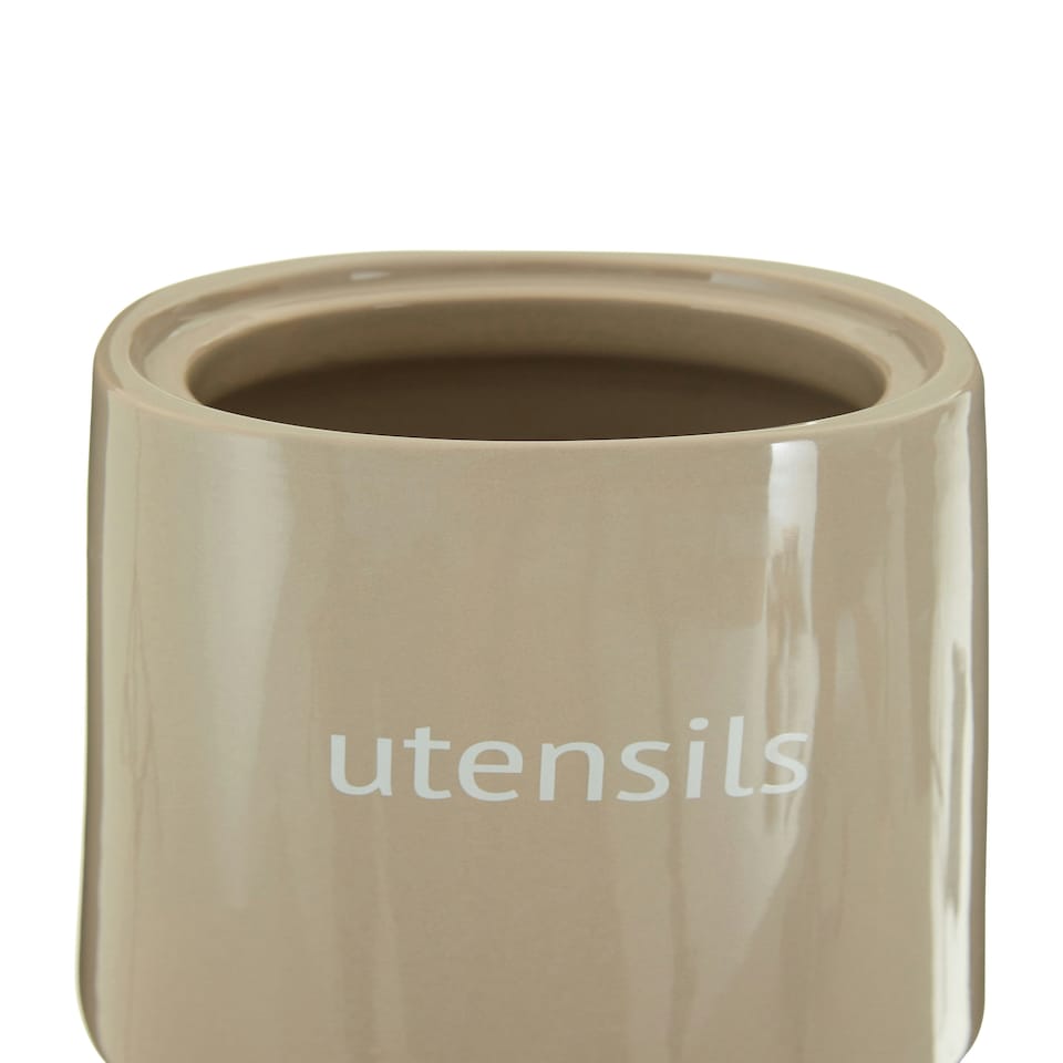 image 1 of Fletcher Beige Ceramic Utensil Jar Brown