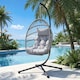 image 2 of Alivio Hanging Egg Chair with Cushion for Indoor and Outdoor Use, Swing Basket Chair for Patio, Garden, and Balcony (Grey)